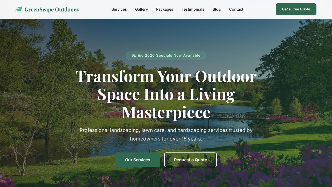 GreenScape Outdoors website preview