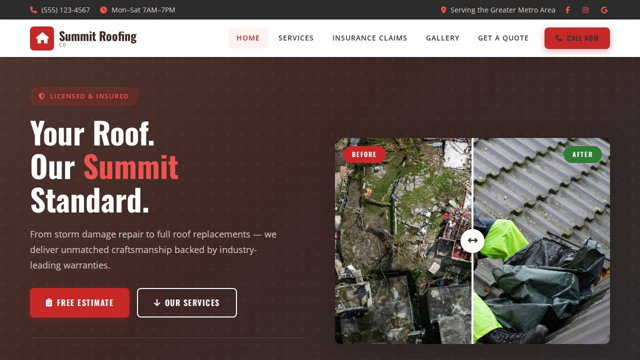 Summit Roofing Co. website preview