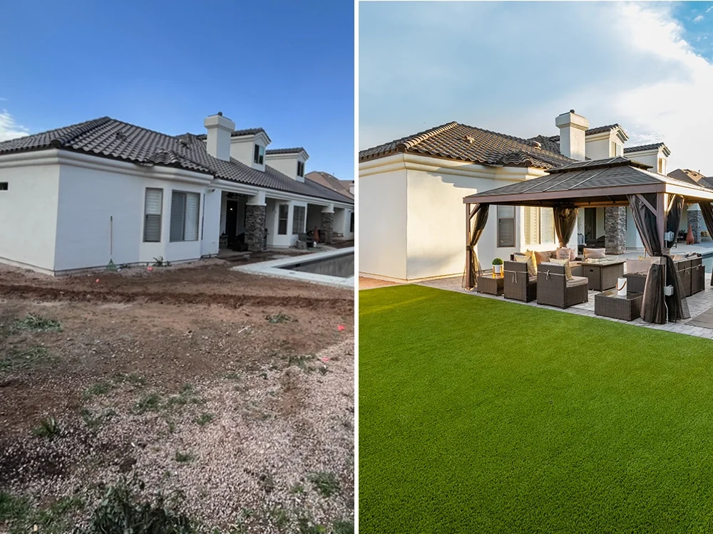 Backyard landscape and turf transformation