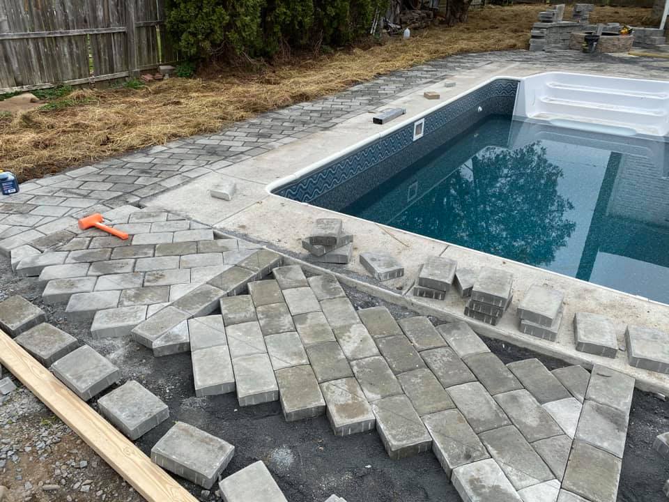 Pool area before patio rebuild